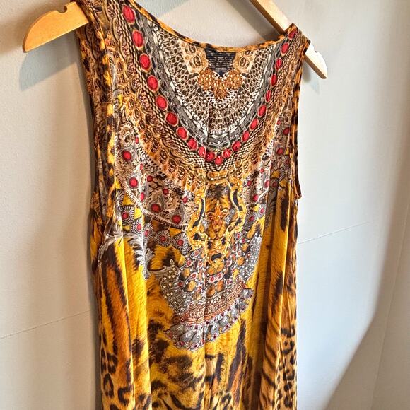 Inoa Sleeveless Silk Tiger Print Studded Maxi Dress - size 1 (US 8-14) - Picture 5 of 6